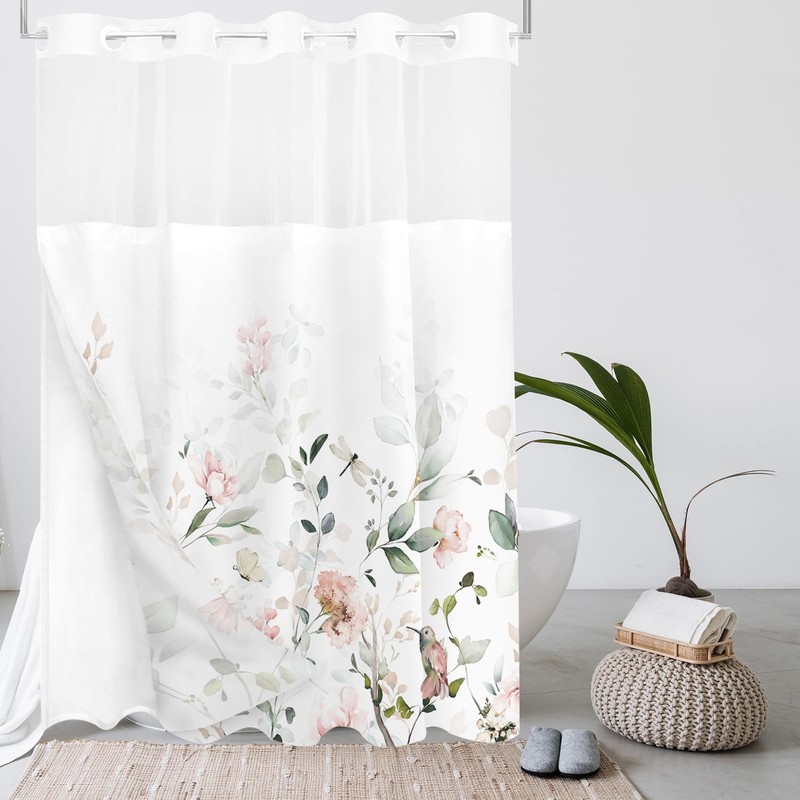 Tititex No Hooks Snap in Liner Aesthetic Blooming White Flowers