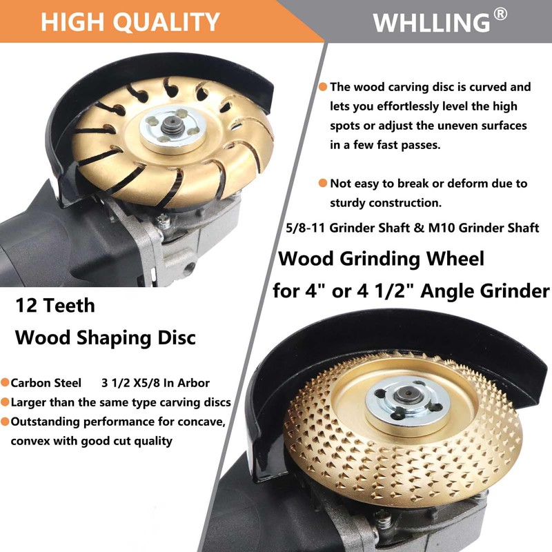 4PCS Wood Grinding Wheel for 4" or 4 1/2" Angle