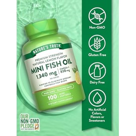 Nature's Truth Mini Fish Oil Omega 3 Lemon Flavor 100 Softgels