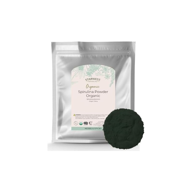 Starwest Botanicals Certified Organic Spirulina Powder, 1 Pound Bulk Bag