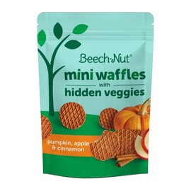 Beech-Nut Mini Waffles Pumpkin Apple & Cinnamon Hidden Veggies Toddler Snack, 3.2 oz Bag