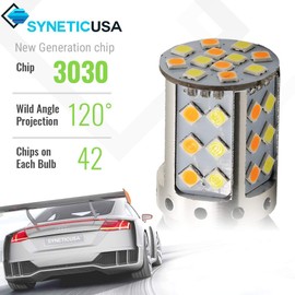 1157 Type 2 Switchback LED Bulbs Built in Resistor CANBUS Error Free Anti Hyper Flash 2057 2357 7528 BAY15D Bulbs White and Amber 600% Super Bright Turn Signal Light DRL Parking Light (42 LEDs)