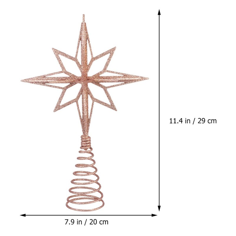 Christmas Tree Topper, Rose Gold Xmas Glitter Star with Spring