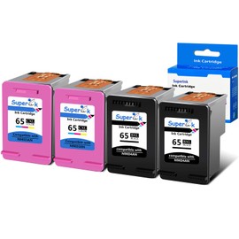 SuperInk Remanufactured 65XL High Yield Ink Cartridge Replacement for HP 65 65 XL N9K04AN N9K03AN Compatible with AMP 120 125 DeskJet 2620 3700 3720 Envy 5000 5032 Printer (2 Black, 2 Tri-Color)