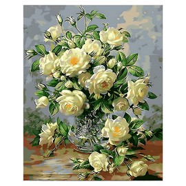 YINGDIHUT 40 * 50cm Paint by Numbers, con Lienzo para Pintar y Pinturas Acrílicas, Pintura por Numeros para Adultos y Niños, Pinturas Acrílicas con 3 Pinceles, Juego de Manualidades de Pintura(Peonía)