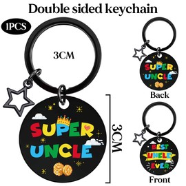 Uncle Keychain Gifts from Niece Nephew - Funny Fathers Day Keyring for Men Black, Cool Uncles Birthday Presents Accessories for Him