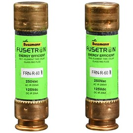 Bussmann Series FRN-R 60 Amp Fuse, 250 Vac and IR 200 kA /125 Vdc and IR 20 kA, Retail Pack - 2 Pieces