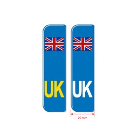 Slimline Domed Union Jack UK Vehicle Number Plate Stickers, Blue, 108mm x 29mm - HIGH GLOSS