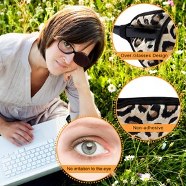 eZAKKA Eye Patches for Adults, Eye Patch for Glasses, Silk Eye Patch Medical for Lazy Eye Patches for Women Amblyopia Strabismus and After Surgery (Brown+Leopard)