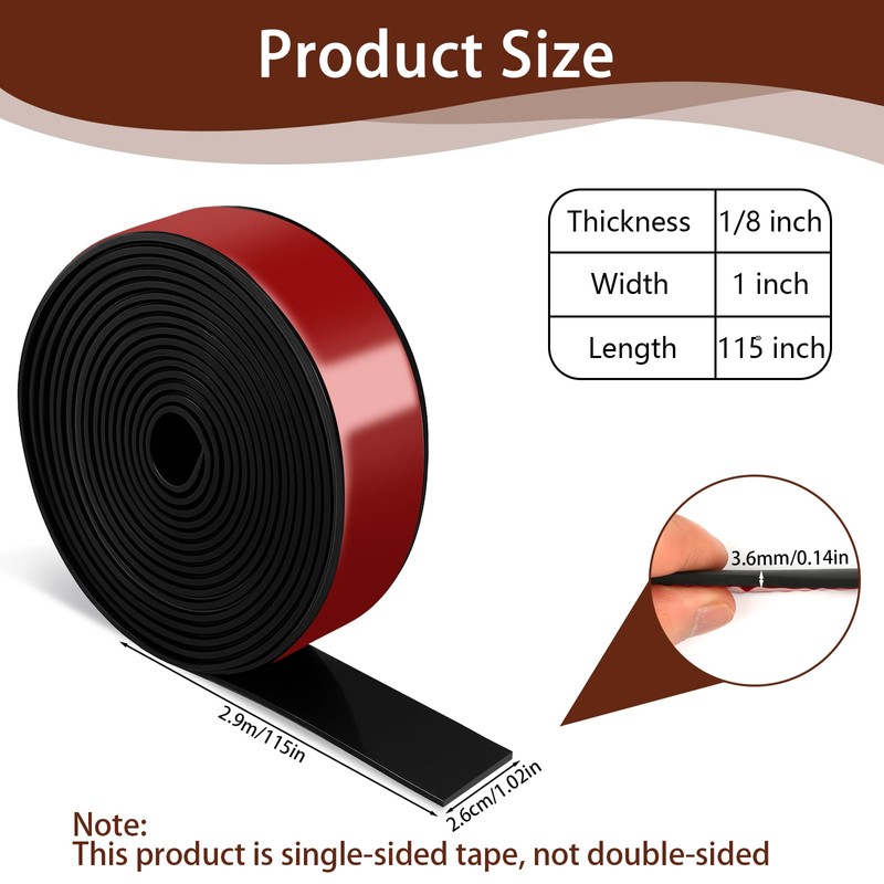 Neoprene Rubber Strips, 1" Wide X 1/8" Thick X 115"