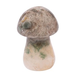 KYEYGWO Ocean Jasper Crystal Mushroom Figurine Ornament, Hand-carved Stone Statues Mini Mushroom Shape Pocket Stones Fengshui Sculpture Lucky Charm Decoration, 1.46" High