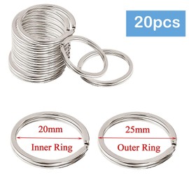 Pack of 20 key rings 25 mm, key rings, key rings, key fob blanks, for house keys, car keys, DIY accessories, ornaments