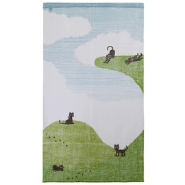 NEXT Printed Noren, Cat Biyori; Width 33.5 x Length 59.1 inches (85 x 150 cm), Cat Pattern, Split Part Free Cut OK Tapestry