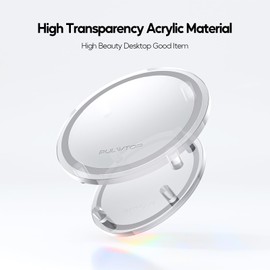 PULWTOP Clear Acrylic Desk Stand for Mac Mini M4/M4 Pro 2024, Minimalist M4 Holder with Easy Power Button Access, Anti-Slip Base & Heat Dissipation, Compact Space-Saving Design for Mac Mini 2024 Model