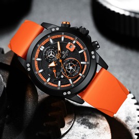 NAVIFORCE Watch for Men Creativity Chronograph Business Analog Quartz Wristwatch,Colorful Waterproof Silicone Band Luminous Luxury Date Mens Watches,Gift