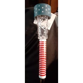 trueliving Outdoor Patriotic Solar Stake Lights Top is White Stars Bottom is Red & White Stripe 12"