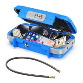 Olipiter Combination Lock Box, Beach Safe Lock Box with 4 Digital Combination, Waterproof Security Travel Small Box with Removable Wire Rope for Home, Office, Hotel, Cars, Travel