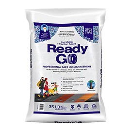 Ready Go Ice Melter with Traction Minerals to Melt Ice & Snow for Instant Traction Chloride Free Salt Free, Non-Toxic, Pet Safe, Child Safe, Environmentally Friendly (35 lb Bag)