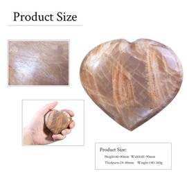 SUNYIK Natural Orange Moonstone Heart Stone, Polished Love Heart Puffy Pocket Palm Worry Stone for Reiki Healing Relax Stress Anxiety Home Office Decor, 3.1-3.4"(81-90mm)