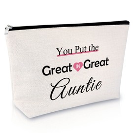 Great Auntie Gift Makeup Bag Mother's Day Gift for Auntie Gift from Niece Great Auntie Birthday Gift Aunt Thank You Gift Cosmetic Bag Christmas Retirement Gift for Auntie Travel Cosmetic Pouch
