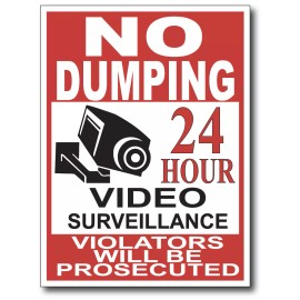 Decals by Haley No Dumping Video Surveillance sign vinyl decal sticker peel and stick outdoor