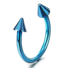 Pair Blue Spike Arrow Huggie Hinged Earrings, Half Circle, for Men Women, Screw Back(CA)