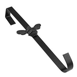 Brass bee Wreath Hanger, Hang Over The Door Iron Wreath Hanger Wreath Holder Wreath Hook for Decoration Large (Black)