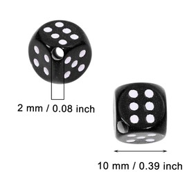 Tupalizy 10mm Acrylic Dice Beads Small 6 Sided Dice Charms for Bracelets Jewelry Making Keychain Necklaces Earrings DIY String Crafts Board Games Classroom Family Party Gifts,30PCS (Black)