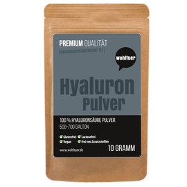 Wohltuer Premium Hyaluron Pulver 10g - Reine Hyaluronsäure Pulver hochdosiert, Hyaluron niedermolekular, pur & vegan - Für Hyaluron Kosmetik Serum, Gesichtscreme & Nahrungsergänzung