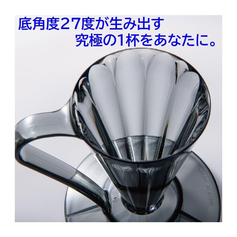 Coffee Bean Set, Flower Dripper DEEP27, Clear Black (1 Cup)