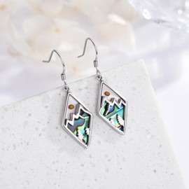KoyeKei Mustard Seed Earrings for Women 925 Sterling Silver Mountain Pine Tree Abalone Shell Dangle Drop Earrings Faith Religious Jewelry Faith Gifts for Christian