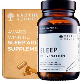 Earth's Secret Restful Sleep & Calm Support - Natural Saffron & Tart Cherry Formula - with Passionflower, Lavender, & Chamomile - Sleep Enhancer for All - 60 Vegan Capsules