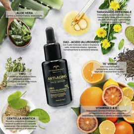 ATOKIRINA Face Booster Anti-Ageing Serum 30 ml Hyaluronic Acid 3P Pure with Organic Vitamin C/E, Natural 99% Plumping Effect Anti-Wrinkle Lifting Appiates Dark Circles Bags for Men / Women