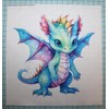 Fabric Panel 14"x14" Baby Dragon 100% Cotton Quilting Panel Square