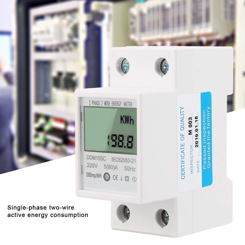Single Phase Energy Meter 5-80A DDM15SC LCD Digital Display Din