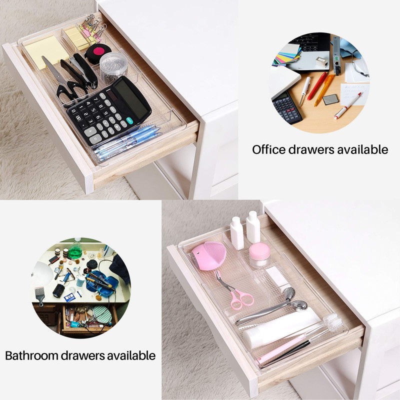Oubonun Expandable Drawer Organizer 11.1” to 19.2” Width, Shallow Cosmetic