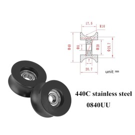 4pcs 0840UU U Type U Groove Pulley Roller Guide Wheel for U Groove Pulley 8x39.5x20.1mm for Doors Windows