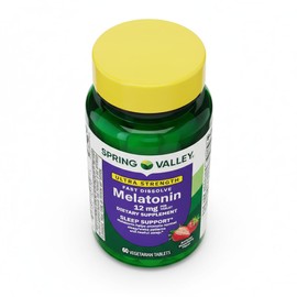 Melatonin Ultra Strength 12mg - Melatonin with 60 Tablets, Strawberry Flavor Melatonin, Fast-Dissolve Melatonin 12mg, Sleep Melatonin Support for Adults