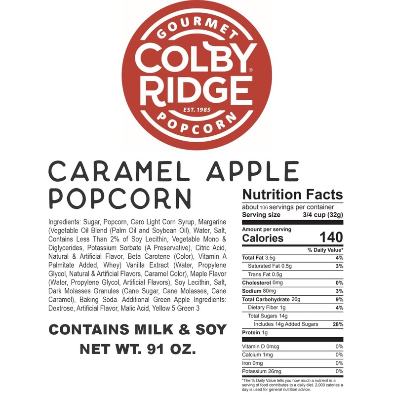 Colby Ridge Gourmet Craft Popped Gluten Free Popcorn Bulk Sized