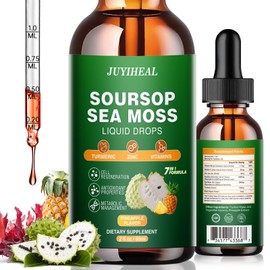 7-in-1 Soursop Bitters Liquid, Soursop Oil with Sea Moss & Turmeric & Vitamin, Soursop Multivitamin Liquid Drops for Immune & Digestive & Cell Support, Sugar-Free | Non-GMO | Vegan 2 Fl oz Pineapple