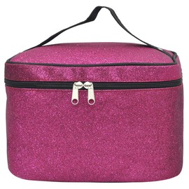 NGIL Hot Pink Glitter Large Top Handle Cosmetic Case