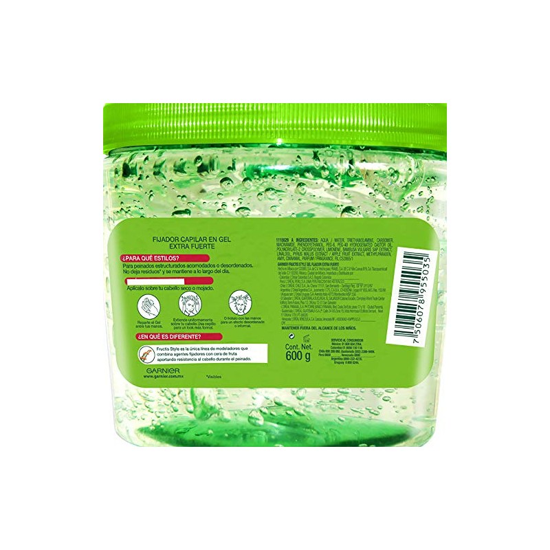 Garnier Fructis Style Gel Tarro Extra, 600 gr, 600 gramo,