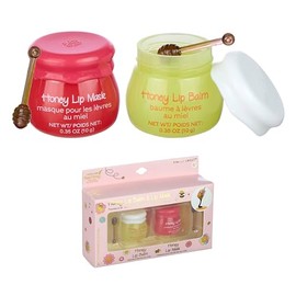 Honey Lip Balm & Lip Mask Set - 2pc Lip Care Set, Simply Sweet Girls | 2pc Lip Care Set, Simply Sweet Real Honey Jar Lip Balms w/Honey Dipper Applicator Sticks. Safe and Non-Toxic Lip Gloss Gift