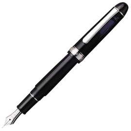 Platinum Fountain Pen #3776 Century Rhodium Finish Black Diamond, Soft Fine Point PNB-18000CR#7-SF With Kanji LOVE Sticker