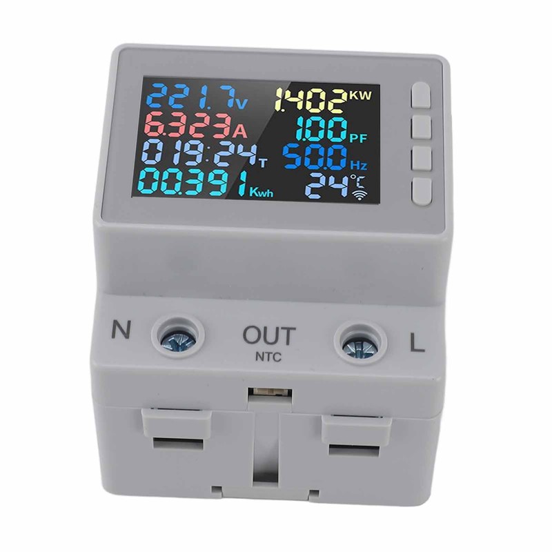 DIN Rail Voltage Current Meter 170‑270V 0‑63A Digital Display Energy