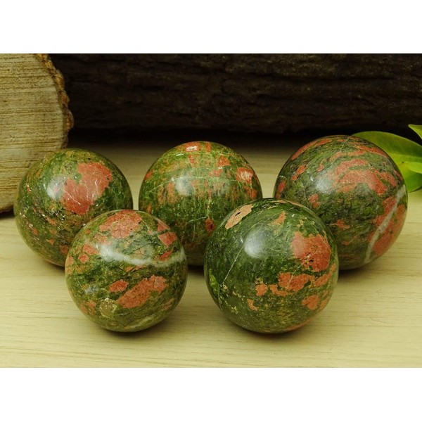 Reikiera Unakite Sphere Stone Ball With Ring Stand Aura Balancing