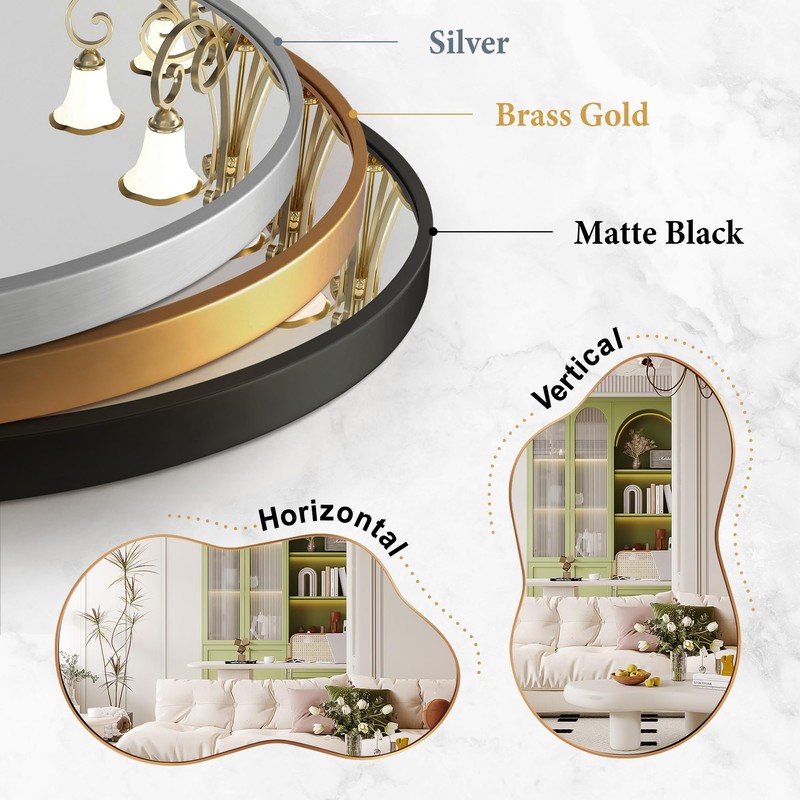 Dorlicecass Irregular Wall Mirror - Wall Mirrors Decorative 20"x36" Gold