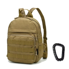 Mini Tactical Backpack, 6L Small Sling Backpacks Shoulder Bag For Running Travel Daypack with Carabiner For Men Women (Tan)