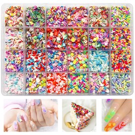 EHOPE Fake Sprinkles Fruit Nail Art Slices Clay Sprinkles Polymer Slices Faux Sprinkles DIY Nail Art Supplies Making Kit Decoration Arts Crafts for Nail Art and Cellphone Decorations (24 Styles)
