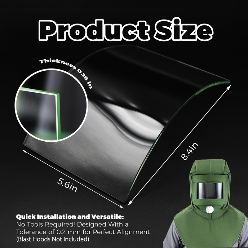 OKQX 2-Pack Sandblasting Hood Replacement Lens - 4mm Tempered Glass